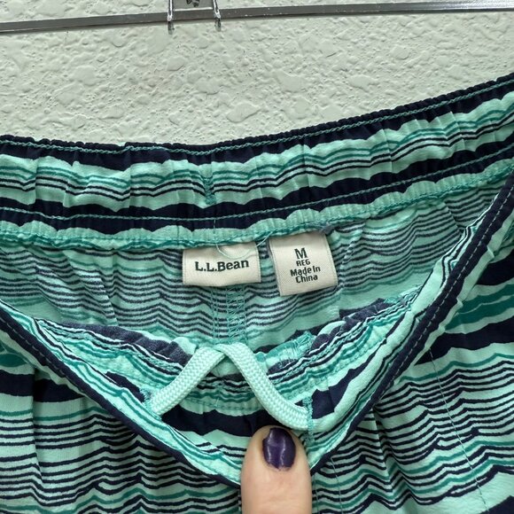 LL Bean Wave Stripe Nylon Swim Board Shorts w Pockets 504878 Womens size Medium - Picture 2 of 12